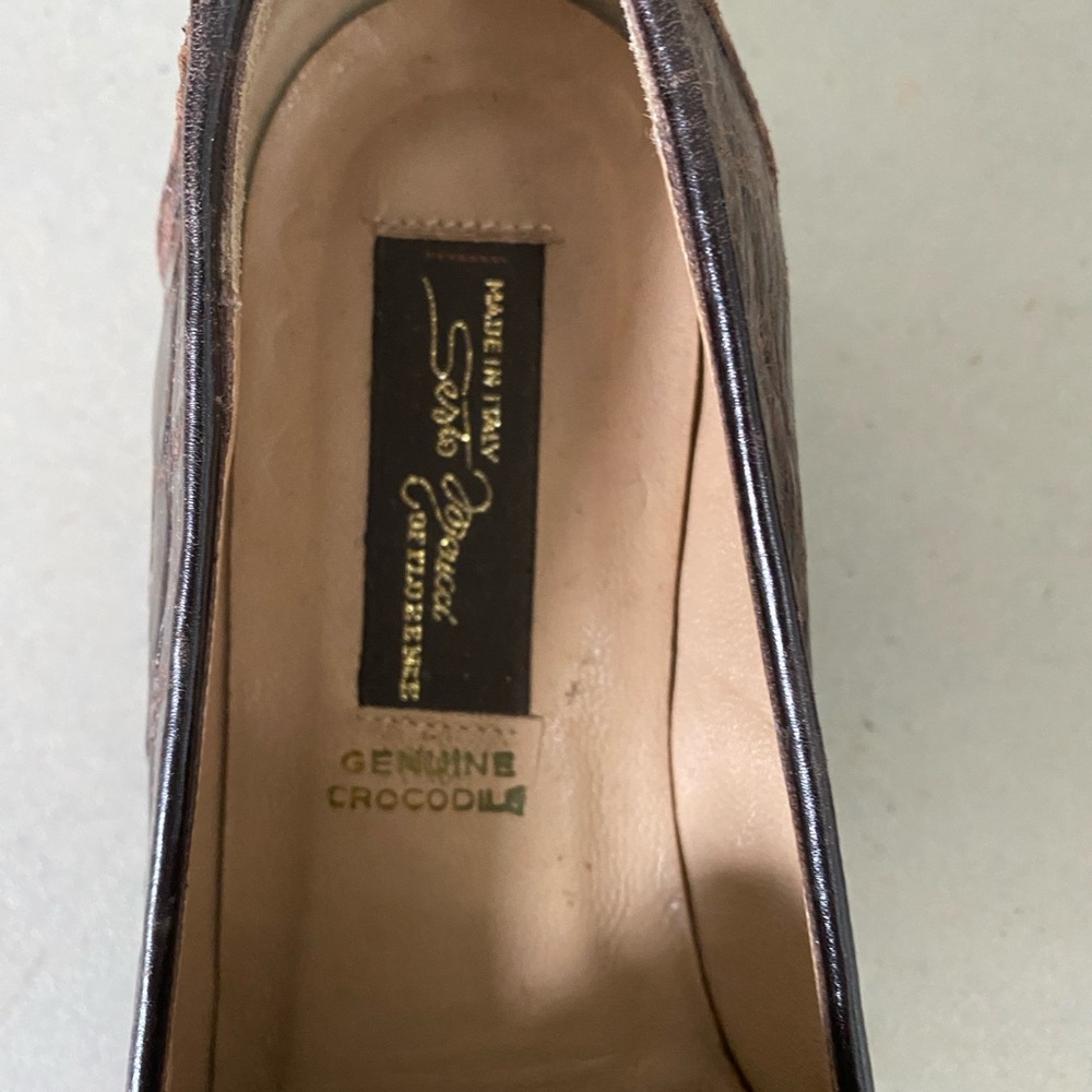Sesto Meucci Brown Crocodile Loafers - Picture 3 of 5